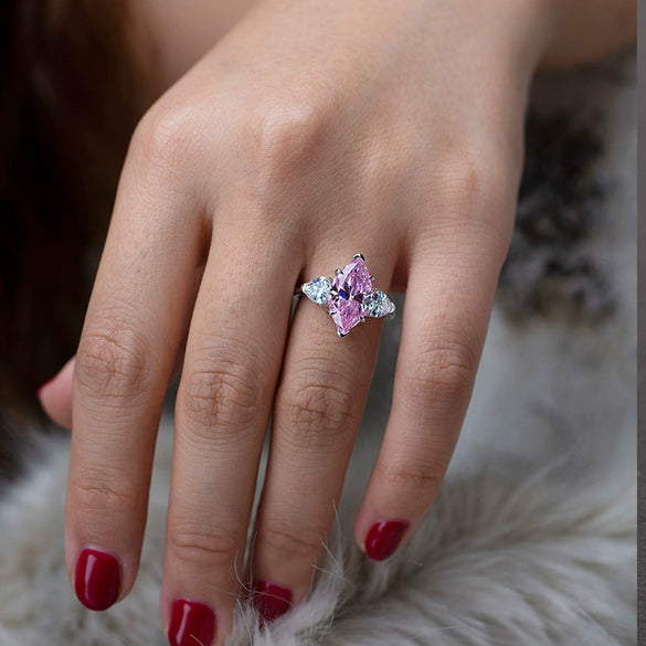 Wholesale S925 Silver Inlaid High Carbon Diamond Horse Eye Ring Luxury Fashion Style