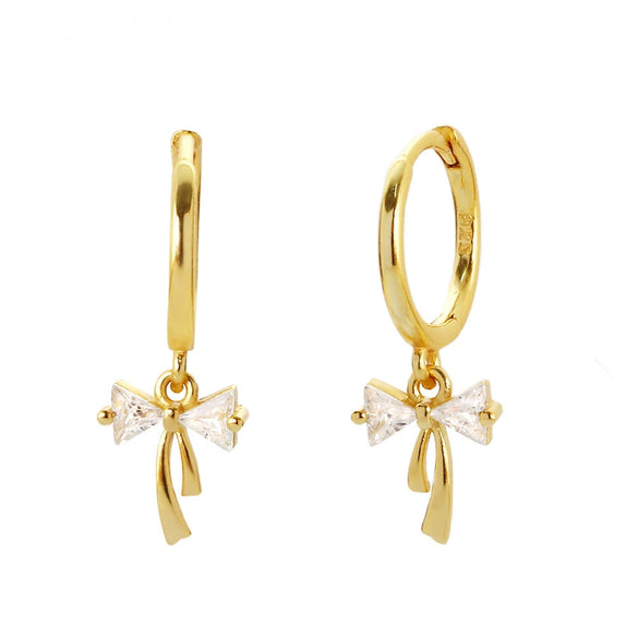 Wholesale S925 Silver Ins Bow Diamond Earrings With Electroplating For Women
