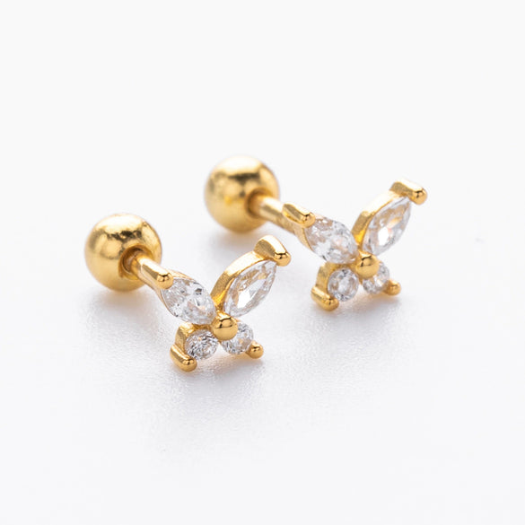 Wholesale S925 Silver Insectshaped Electroplated Butterfly Zircon Earrings Fashion Jewelry
