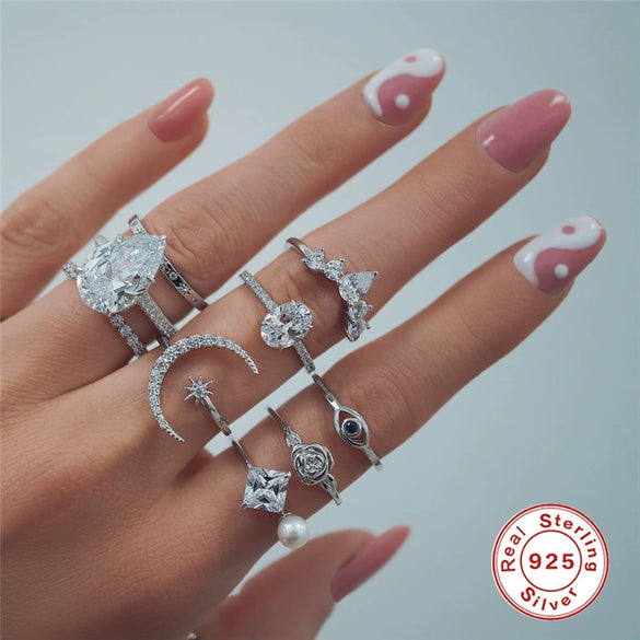 Wholesale S925 Silver Japanese Orange Garnet Ring Retro Fashion Style With Geometric Design For Women Adjustable