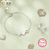 Wholesale S925 Silver Jewelry Set With Round Earrings Stud Earrings And Bracelet Inlaid With Natural Mother Of Pearl In Marine Life Pattern