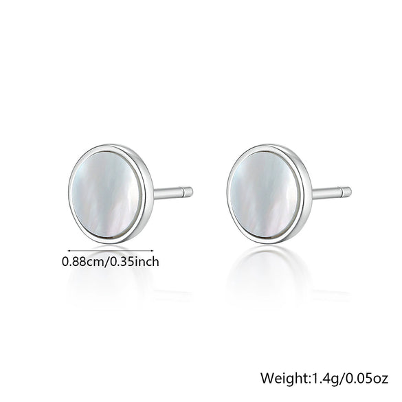 Wholesale S925 Silver Jewelry Set With Round Earrings Stud Earrings And Bracelet Inlaid With Natural Mother Of Pearl In Marine Life Pattern