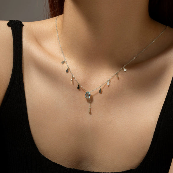 Wholesale S925 Silver Light Luxury Geometric Necklace For Women With Electroplating Treatment