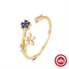 Wholesale S925 Silver Love Flower Zircon Oil Drop Ring For Women Niche Design With Inlaid Zircon Geometry Styling Opening Adjustable