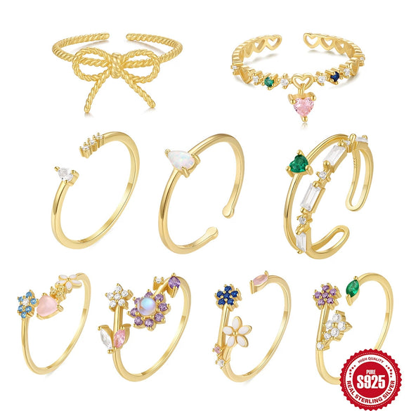 Wholesale S925 Silver Love Flower Zircon Oil Drop Ring For Women Niche Design With Inlaid Zircon Geometry Styling Opening Adjustable
