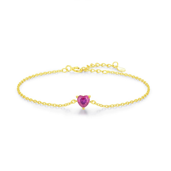 Wholesale S925 Silver Love Red Diamond Heart Shaped Bracelet For Women