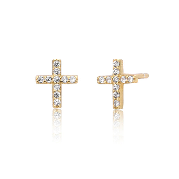 Wholesale S925 Silver Microinlaid Zircon Cross Earrings With Set With Diamonds Design