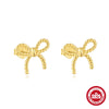Wholesale S925 Silver Microinlaid Zircon Hemp Pattern Hollow Bow Earrings With Geometric Design