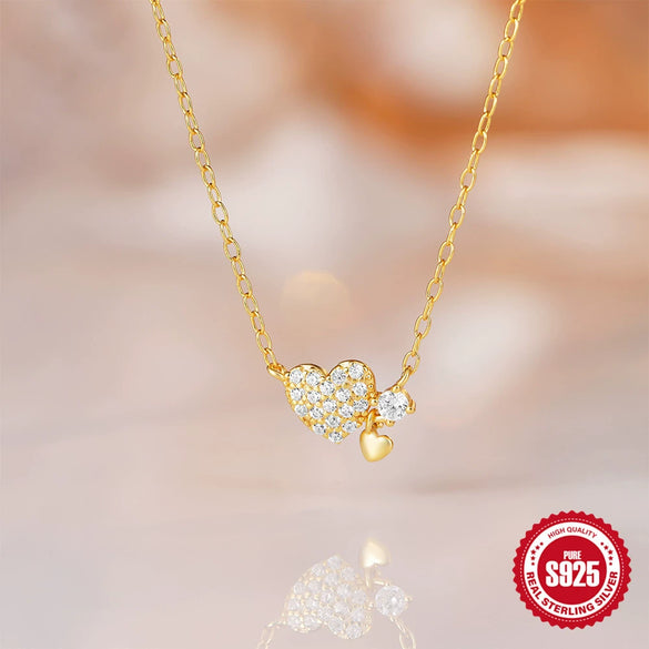 Wholesale S925 Silver Mini Love Necklace With Geometric Pattern And Electroplating For Women