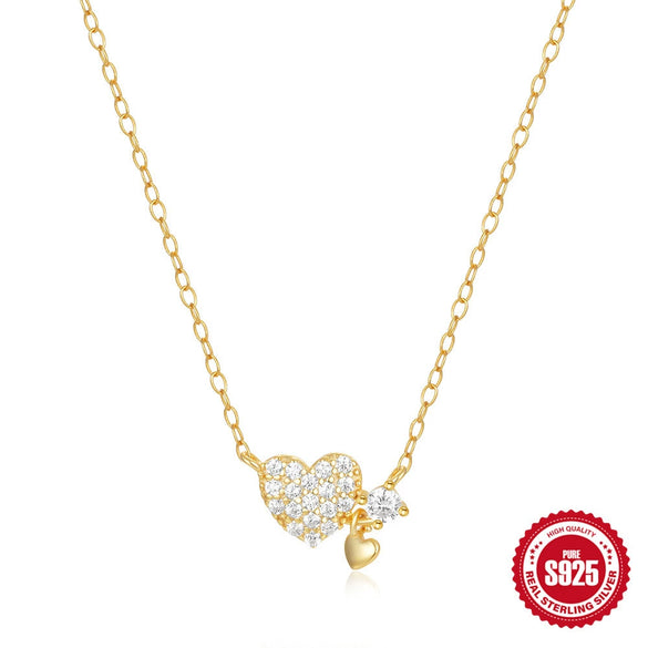 Wholesale S925 Silver Mini Love Necklace With Geometric Pattern And Electroplating For Women