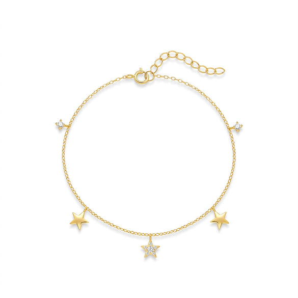 Wholesale S925 Silver Minimalist Star Five Pointed Star Multi Pendant Multi Layer Overlapping Women's Bracelet Jewelry With Electroplating