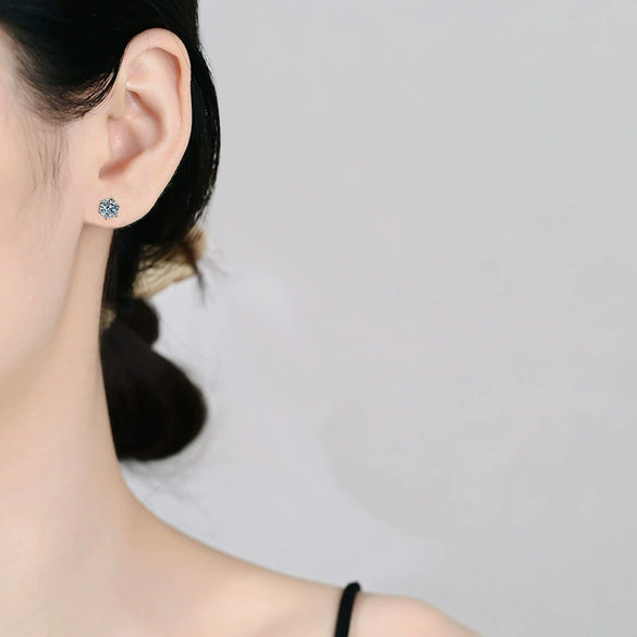 Wholesale S925 Silver Moissanite Ear Studs Classic Sixclaw Platinum Electroplated Geometric Natural Eight Stars And Eight Arrows Earrings Unisex