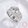 Wholesale S925 Silver Moissanite Geometric Stacked Ring With Electroplating