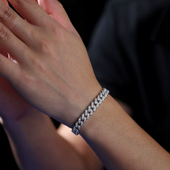 Wholesale S925 Silver Moissanite Geometric Style Inlay Bracelet For Men And Women