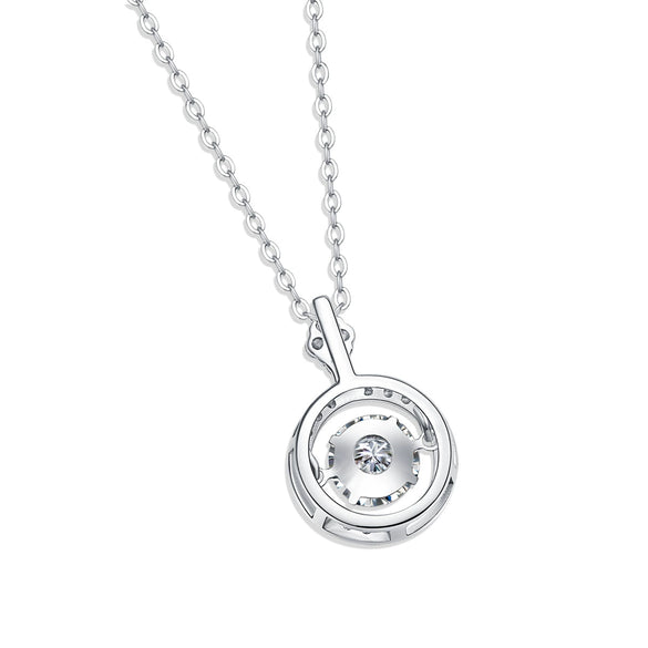 Wholesale S925 Silver Moissanite Inlaid Geometric Pendant Necklace With Ball Chain For Women Little Fresh Style