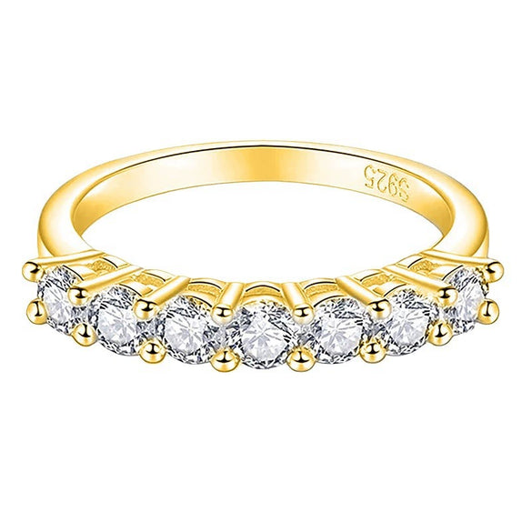 Wholesale S925 Silver Moissanite Ring With Geometric Seven Star Row Design Electroplated For Women