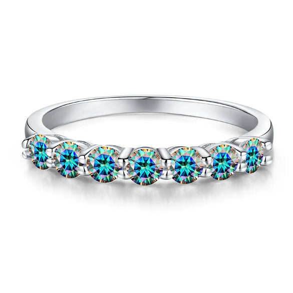 Wholesale S925 Silver Moissanite Ring With Geometric Seven Star Row Design Electroplated For Women