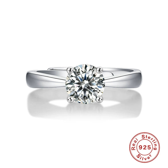 Wholesale S925 Silver Moissanite Ring With Straight Arm And Simple Four Claw Design Geometric Style Electroplated For Women
