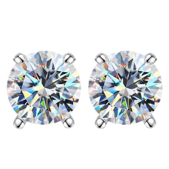 Wholesale S925 Silver Moissanite Simple Elegant Female Earrings With Four Claw Twist Bead Design And Geometric Pattern Electroplated