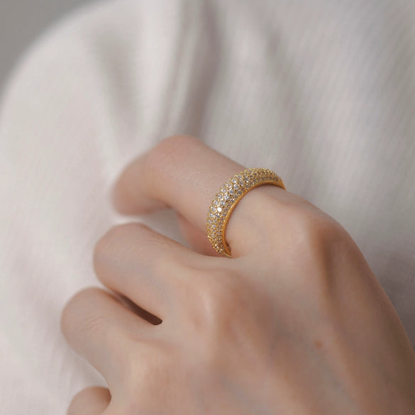 Wholesale S925 Silver Multirow Full Diamond Ring With Crown Pattern Electroplated Hiphop Stylish For Men And Women