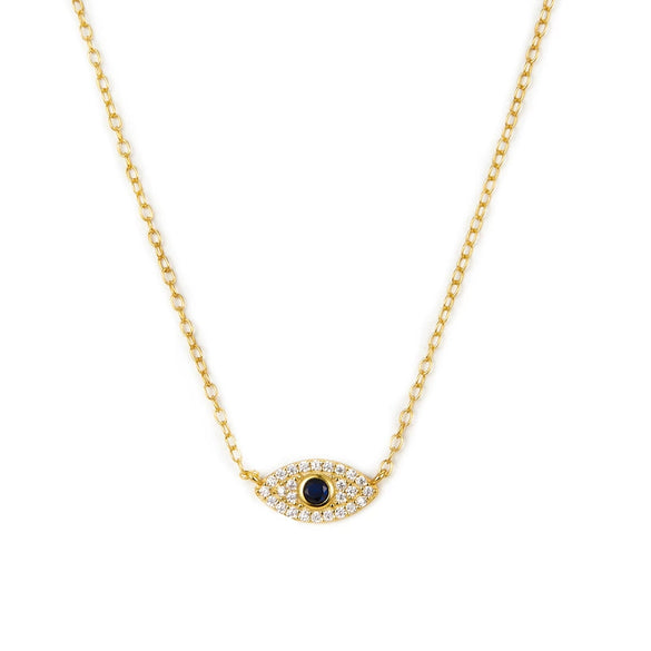 Wholesale S925 Silver Necklace With Devil's Eye Blue Eyes Design Simple Collarbone Chain Light Luxury Zircon Inlay Geometric Pattern