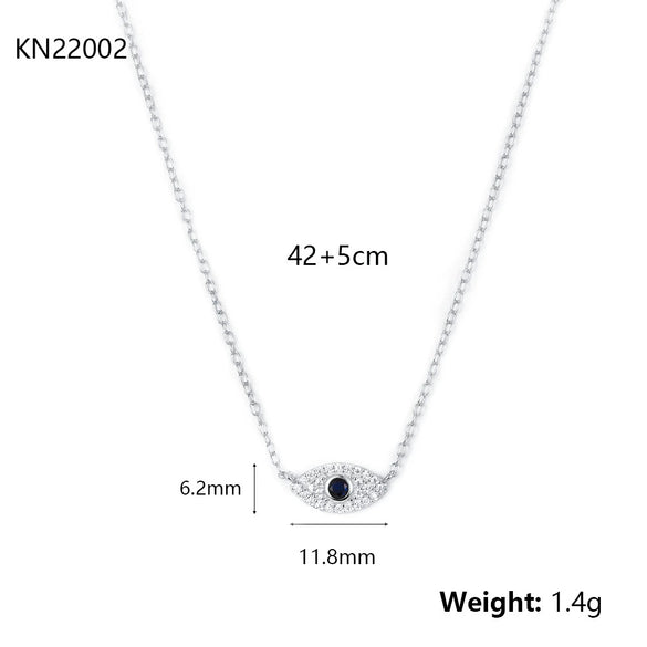 Wholesale S925 Silver Necklace With Devil's Eye Blue Eyes Design Simple Collarbone Chain Light Luxury Zircon Inlay Geometric Pattern