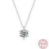Wholesale S925 Silver Necklace With Moissanite Inlaid Pendant Simple Six Claw Small Fresh Style O Chain Electroplated Flower Patterned