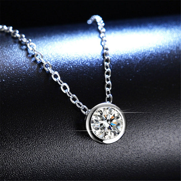 Wholesale S925 Silver Necklace With Rose Gold Electroplated Bubble Pendant Inlaid With Moissanite Geometric Style