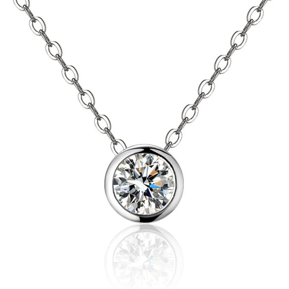 Wholesale S925 Silver Necklace With Rose Gold Electroplated Bubble Pendant Inlaid With Moissanite Geometric Style