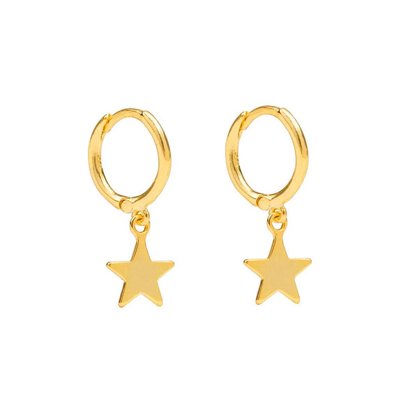 Wholesale S925 Silver Needle And Copper Earrings With Geometric Star Pattern Electroplated For Women Simple Minimalist Style