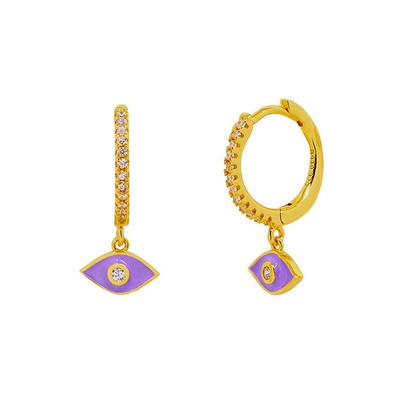 Wholesale S925 Silver Needle Devil's Eye Earrings Geometric Style Electroplated