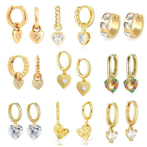 Wholesale S925 Silver Needle Love Ear Buckle Earrings With Heart Design And Zirconia For Women In Ins Style