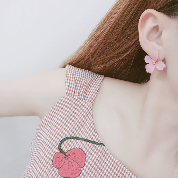 Wholesale S925 Silver Needle Multicolor Flower Ear Studs Alloy Electroplated Fashion Jewelry