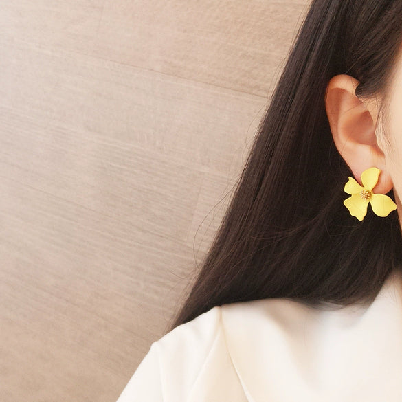 Wholesale S925 Silver Needle Multicolor Flower Ear Studs Alloy Electroplated Fashion Jewelry