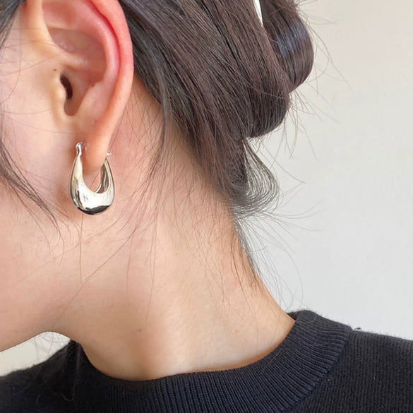 Wholesale S925 Silver Needle U Shaped Geometric Metal Earrings With Electroplating For Women