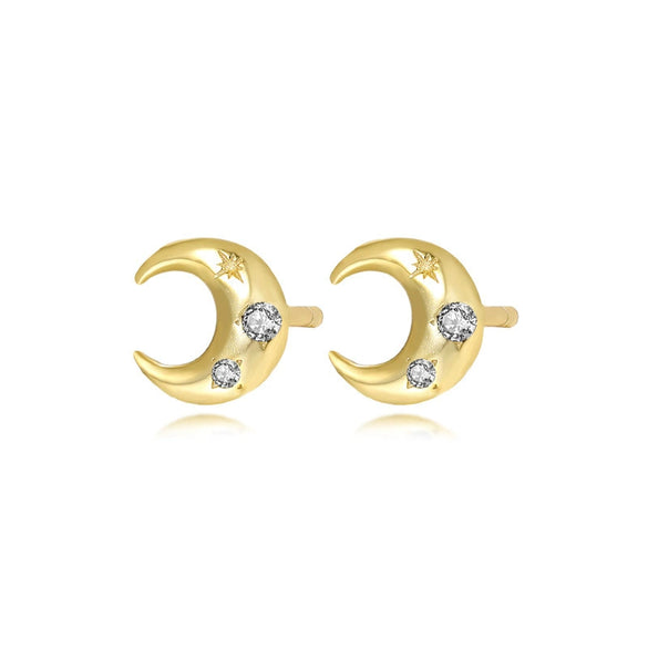 Wholesale S925 Silver Niche Geometric Crescent Stud Earrings For Women With Electroplating