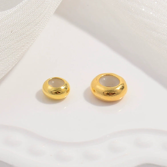 Wholesale S925 Silver Oblate Round Rubber And Silicone Beads For Diy Jewelry Accessories Bracelet Necklace Minimalist Geometric Electroplated