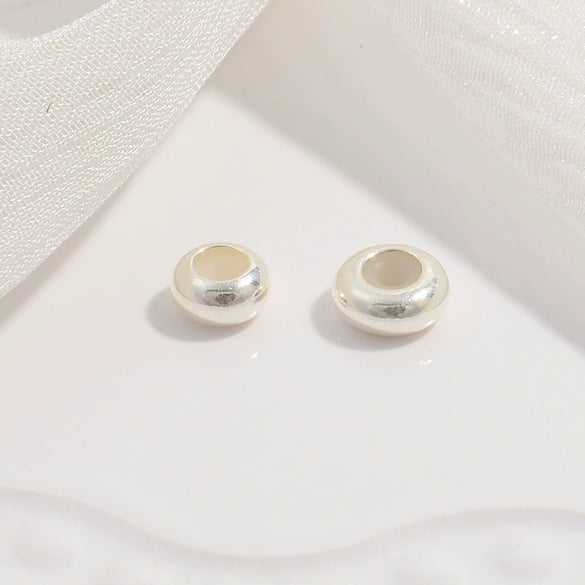 Wholesale S925 Silver Oblate Round Rubber And Silicone Beads For Diy Jewelry Accessories Bracelet Necklace Minimalist Geometric Electroplated