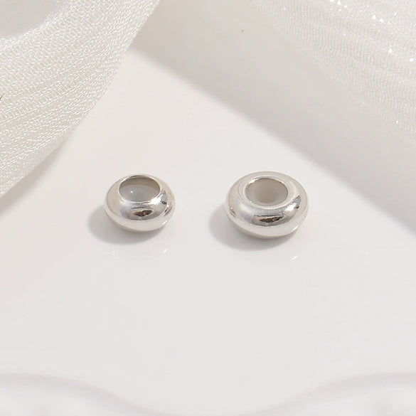 Wholesale S925 Silver Oblate Round Rubber And Silicone Beads For Diy Jewelry Accessories Bracelet Necklace Minimalist Geometric Electroplated