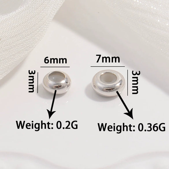 Wholesale S925 Silver Oblate Round Rubber And Silicone Beads For Diy Jewelry Accessories Bracelet Necklace Minimalist Geometric Electroplated