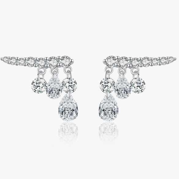 Wholesale S925 Silver Old Money Style Shiny Water Drop Pendant Rif Drill Broken Drill Earrings For Women