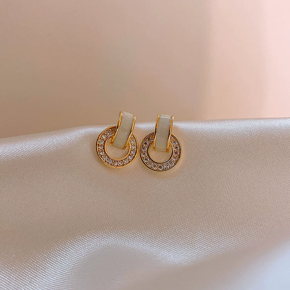Wholesale S925 Silver Pearl Electroplated Alloy Flower Water Drop Cat's Eye Earrings For Women