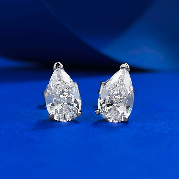 Wholesale S925 Silver Pearshaped High Carbon Diamond Cutting Simulation Diamond Drop Earrings For Women With Electroplating And Geometric Style