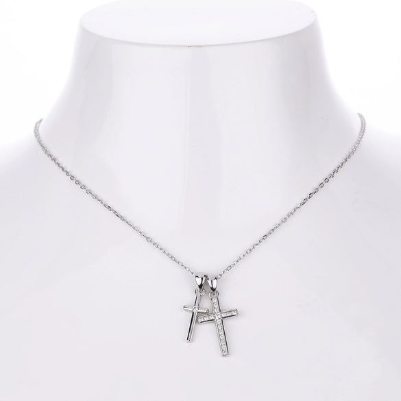Wholesale S925 Silver Personality Double Cross Ushape Clavicle Necklace For Women With Electroplating