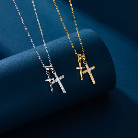 Wholesale S925 Silver Personality Double Cross Ushape Clavicle Necklace For Women With Electroplating