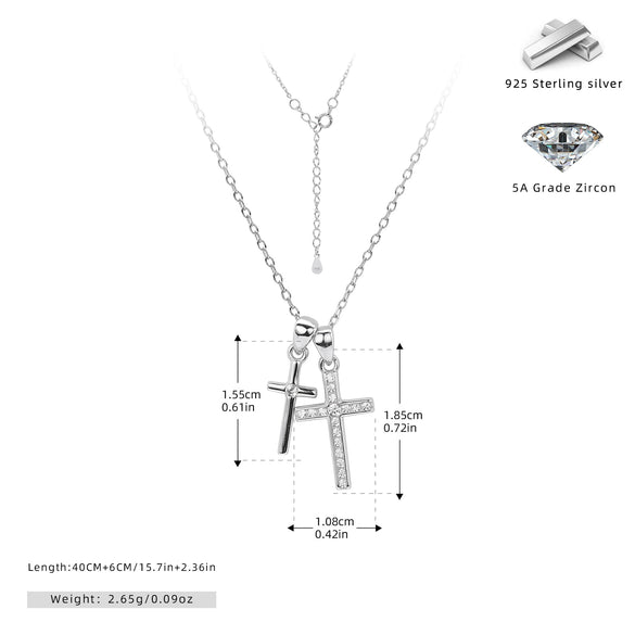 Wholesale S925 Silver Personality Double Cross Ushape Clavicle Necklace For Women With Electroplating