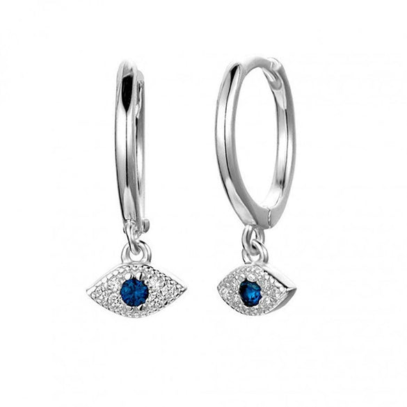 Wholesale S925 Silver Pin Earrings For Women With Geometric Devil's Eye Design And Electroplating