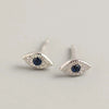 Wholesale S925 Silver Pin Earrings For Women With Geometric Devil's Eye Design And Electroplating