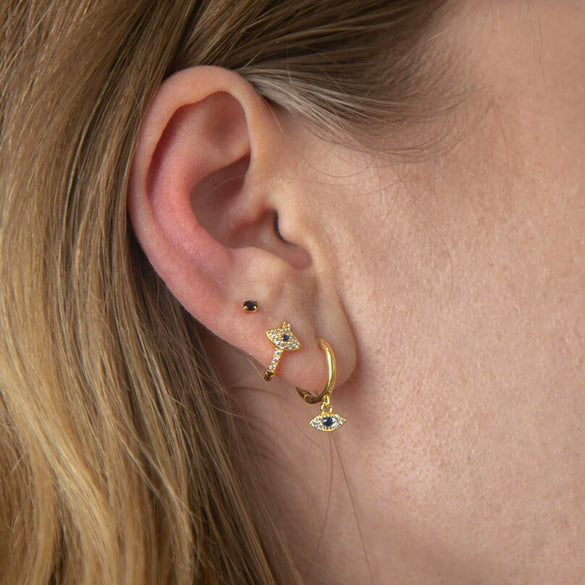 Wholesale S925 Silver Pin Earrings For Women With Geometric Devil's Eye Design And Electroplating