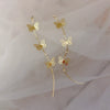 Wholesale S925 Silver Rhinestone Geometric Butterfly Super Long Tassel Earrings For Women